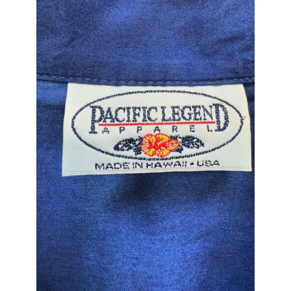 Vintage Pacific Legend Mens Hawaiian Shirt Size  XL Blue Palm Trees Short Sleeve - Picture 2 of 12